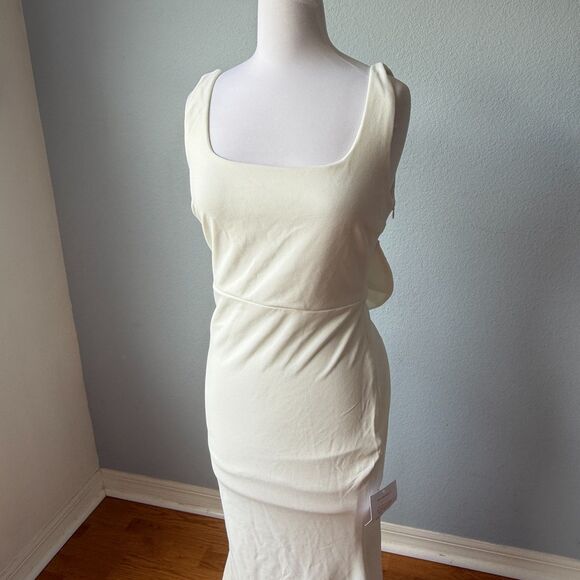 Lulus Loving Fate White Bow Square Neck Backless Maxi Dress Size Large - Picture 7 of 15